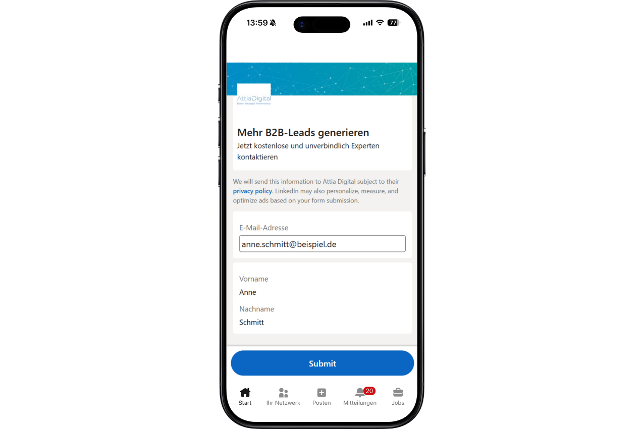 LinkedIn Mockup Lead Gen Form